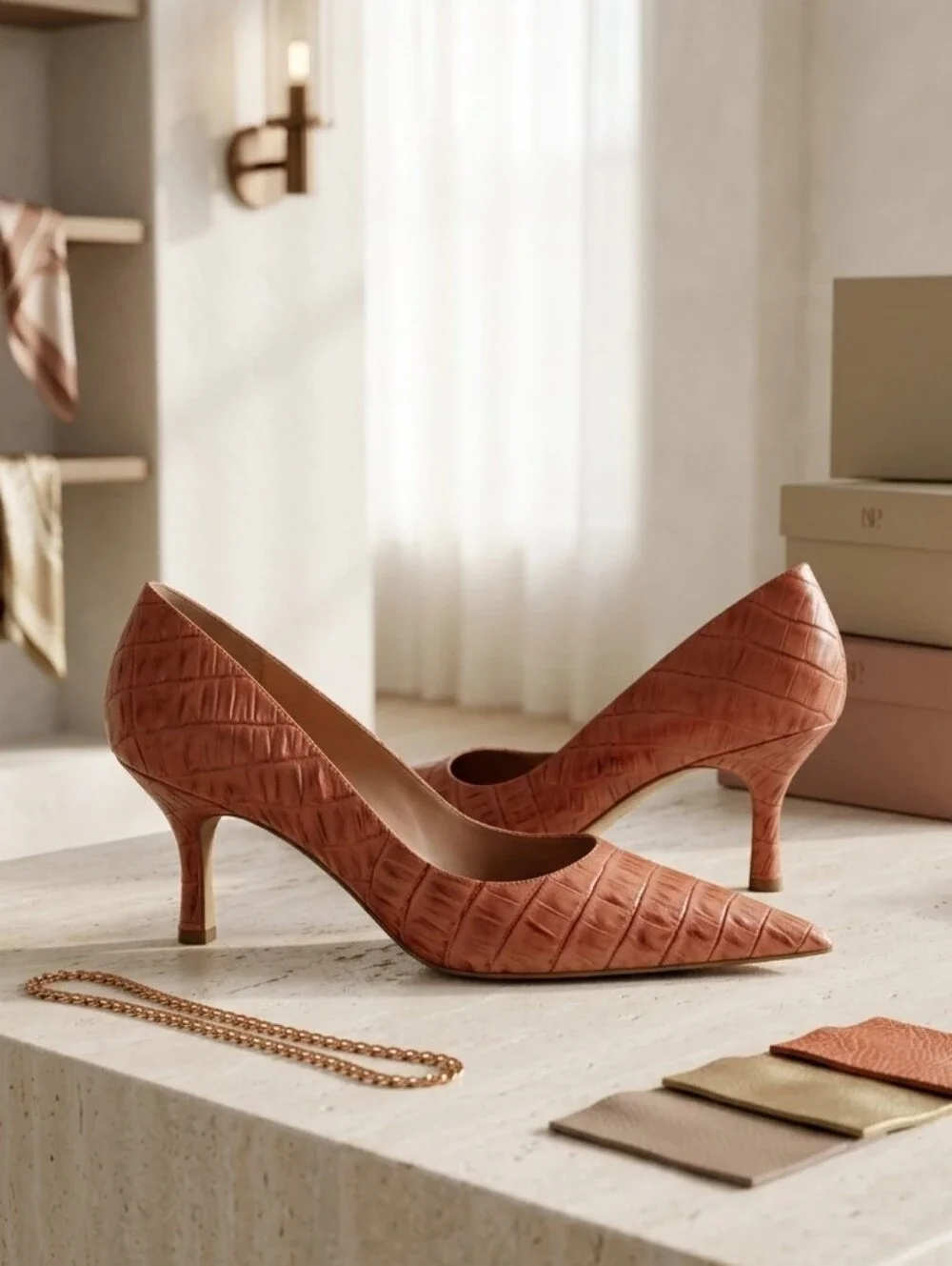 BP Nordstrom Melrose Rose Faux Croc Pointed Toe‎ Heels 9.5M